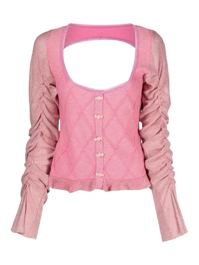 Cormio Elena Sweater With Cut-out Detail And Flounces In Pink