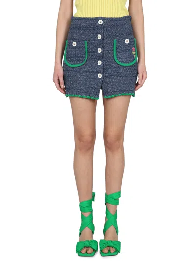 Cormio Whimsical Scalloped Hem Skirt In Blue