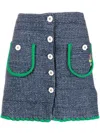 Cormio Dark Blue Front Button-up Mini Skirt