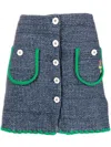 Cormio Dark Blue Front Button-up Mini Skirt In Blue