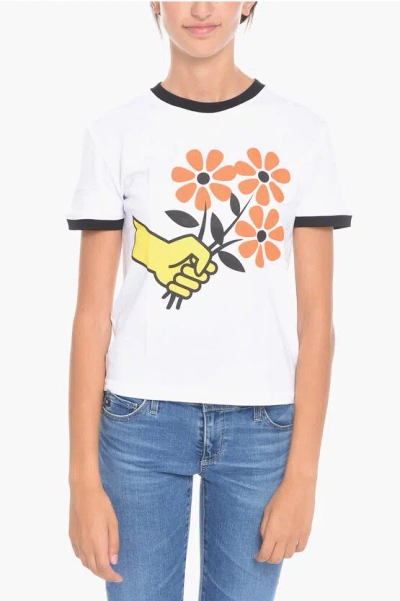 Cormio Crew-neck T-shirt With Flowers-print In White