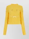 Cormio Crew-neck Wool Blend Sweater With Floral Embroideries In Yellow