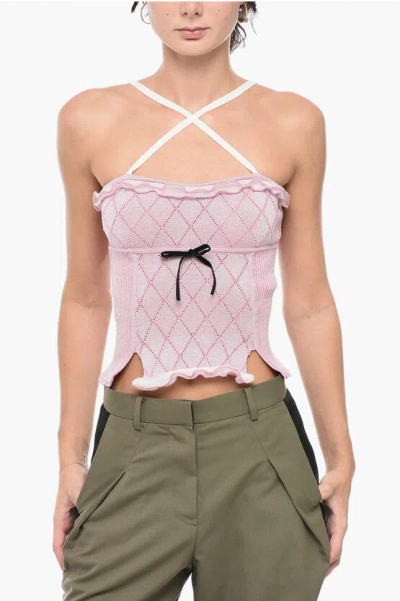 Cormio Cropped Lurex Heidi Top In Pink