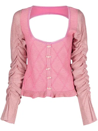 Cormio Elena Sweater With Cut-out Detail And Flounces In Pink
