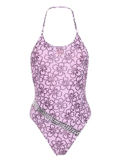 Cormio Fabiana Floral Print One-piece Swimsuit In Purple