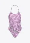 Cormio Fabiana Floral Print One-piece Swimsuit In Lilac