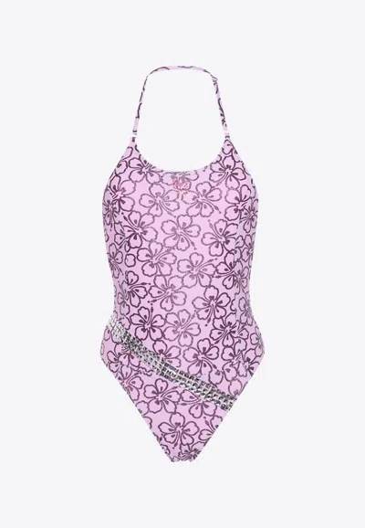 Cormio Fabiana Floral Print One-piece Swimsuit In Purple