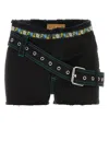 Cormio Fitted Denim Shorts With Belt And Back Pockets-40 Nd  Female