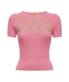 Cormio Floral Embroidered Crewneck Top In Pink