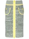 Cormio Yi Floral Embroidery Midi Knitted Skirt In Mint Antracite