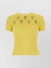 Cormio Diamond Cotton Blend Knit Lurex Sweater In Yellow