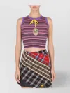 Cormio Multi Color Multicolor Cropped Striped Knit Top In Pink