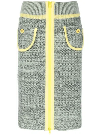 CORMIO GREY FLORAL-EMBROIDERY KNITTED SKIRT