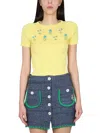 Cormio Diamond Embroidered Ribbed Metallic Cotton-blend Top In Yellow