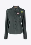 Cormio Katy Long-sleeved Denim Shirt With Patches In Blue