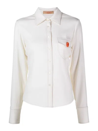 Cormio Katy Pin Badge Long-sleeved Shirt In White