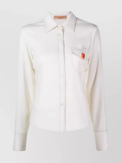 Cormio Katy Pin Badge Long-sleeved Shirt In White