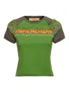 Cormio Lace-trimmed Cropped T-shirt In Green