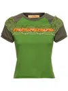 Cormio Lace-trimmed Cropped T-shirt In Green