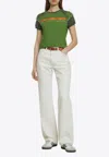 Cormio Lace-trimmed Cropped T-shirt In Green