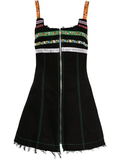 Cormio Lindsey Sleeveless Denim Mini Dress In Black