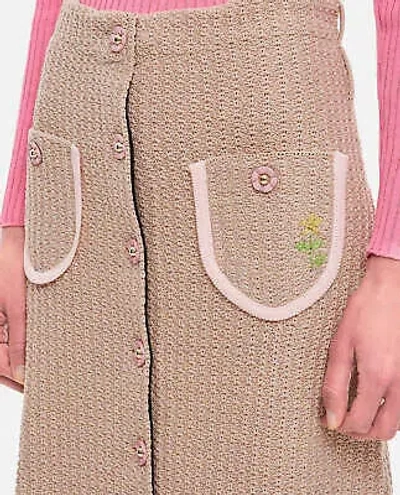 Pre-owned Cormio Lucia Cotton Midi Skirt In Beige