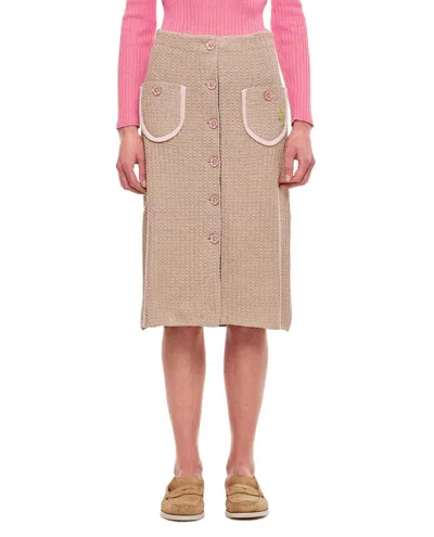 Cormio Lucia Cotton Midi Skirt In Brown