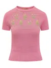 Cormio Embroidered Cotton T-shirt In Pink
