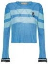 Cormio Olaf Viscose Sweater With Stripes In Blu