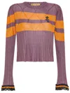 Cormio Olaf Viscose Sweater With Stripes In Viola