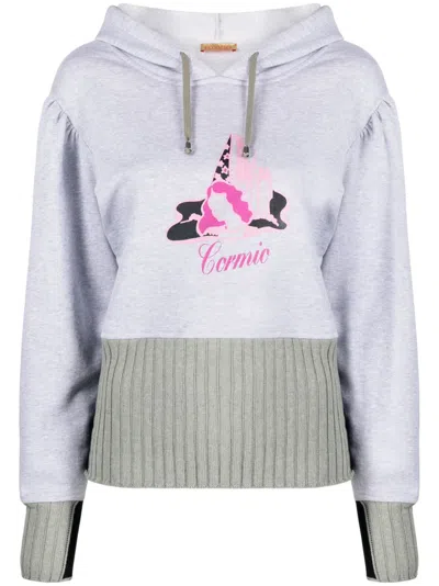 Cormio Michelle Graphic-print Cotton Hoodie In Grey