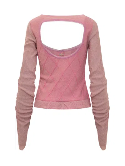 Cormio Mini Cardigan With Unique Neckline In Ortensia