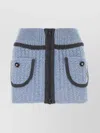 Cormio Anna Floral Embroidery Mini Knitted Skirt In Blue
