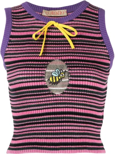 CORMIO WOMEN MULTI COLOR MULTICOLOR CROPPED STRIPED KNIT TOP, S LUXURY TOPS FOR WOMEN DARVEYS