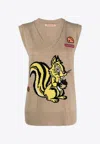 Cormio Graphic-print Intarsia-knit Top In Beige