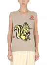 Cormio Graphic Patch Sleeveless V-neck Vest