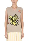 Cormio Graphic-print Intarsia-knit Top In Beige