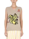 Cormio Graphic Patch Sleeveless V-neck Vest In Gray