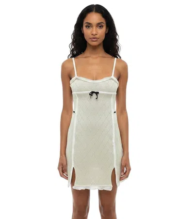 Cormio Off White Geometric Sweet Heart Neck Dress