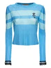 Cormio Olaf Viscose Sweater With Stripes In Blue