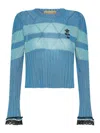 Cormio Olaf Viscose Sweater With Stripes In Light Blue