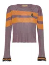 Cormio Olaf Viscose Sweater With Stripes In Purple