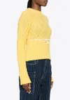 Cormio Crew-neck Wool Blend Sweater With Floral Embroideries In Yellow