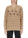 Cormio Oversize Knitwear Crew Neck Diamond Pattern In Brown