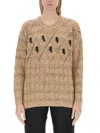 Cormio Oversize Knitwear Crew Neck Diamond Pattern In Neutral