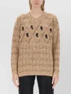 Cormio Oversize Knitwear Crew Neck Diamond Pattern In Neutral