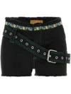 Cormio Fitted Denim Shorts With Belt And Back Pockets-40 Nd  Female In Black