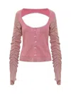 Cormio Elena Sweater With Cut-out Detail And Flounces In Pink