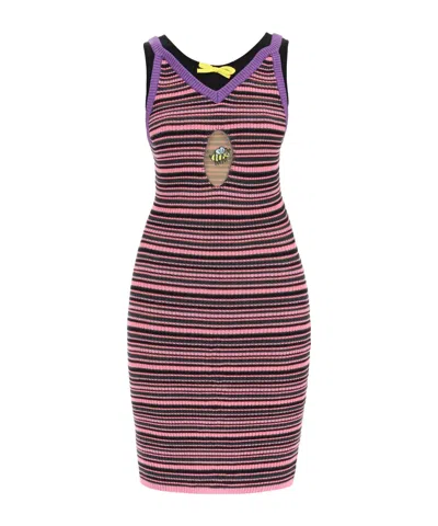 Cormio Striped Knitted Sleeveless Dress In Pink
