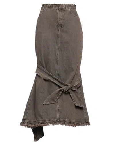 Cormio Woman Denim Skirt Brown Size 4 Cotton In Gray